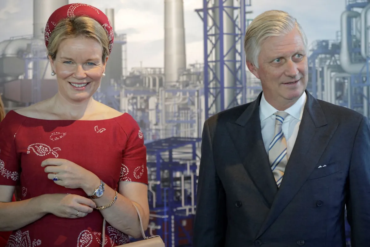 Queen Mathilde and King Phillippe in Ludwigshafen, Rhineland-Palatinate, western Germany, on October 5, 2022. ANDRE PAIN / AFP