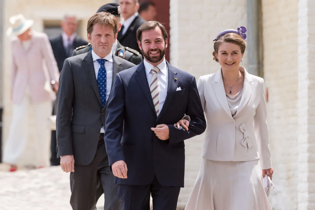 Luxembourg's Hereditary Grand Duke Guillaume and Princess Stephanie on June 17, 2015 in Waterloo. AFP PHOTO / POOL / GEERT VANDEN WIJNGAERT