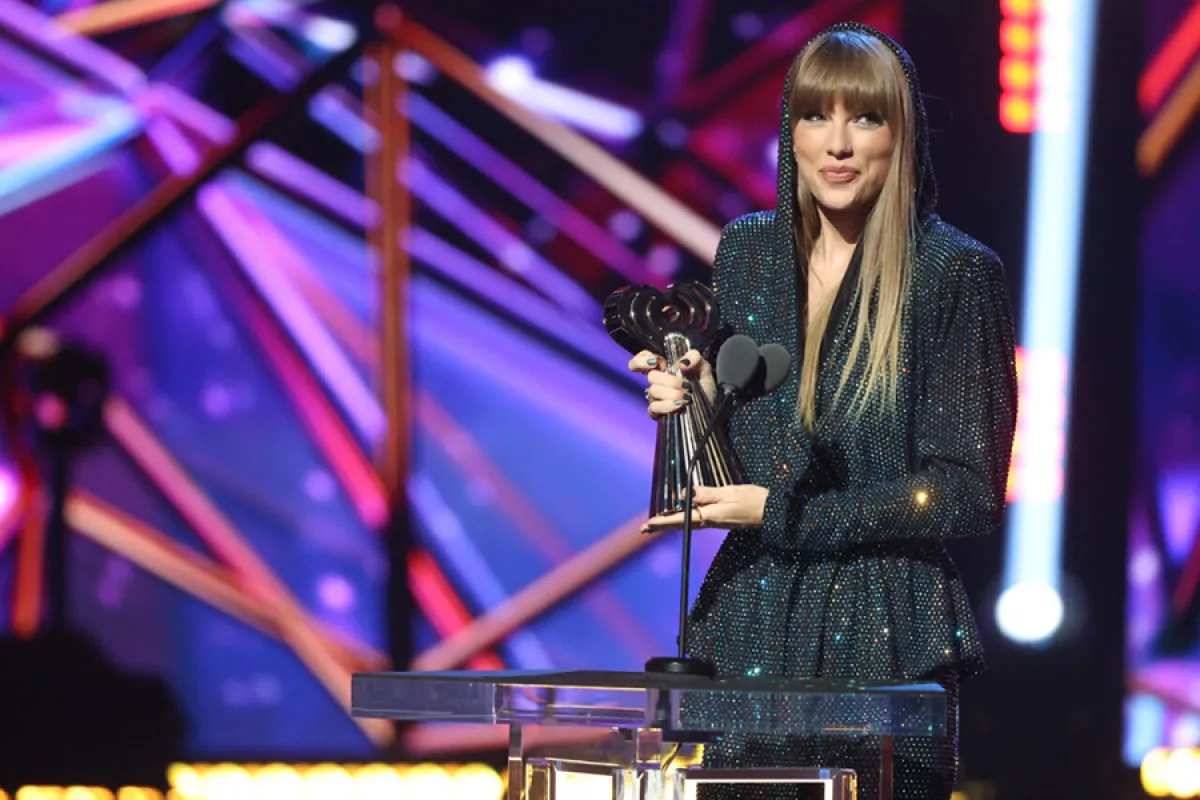 Taylor Swift accepts the iHeartRadio Innovator Award onstage during the 2023 iHeartRadio Music Awards at Dolby Theatre on March 27, 2023 in Hollywood, California. Monica Schipper/Getty Images/AFP