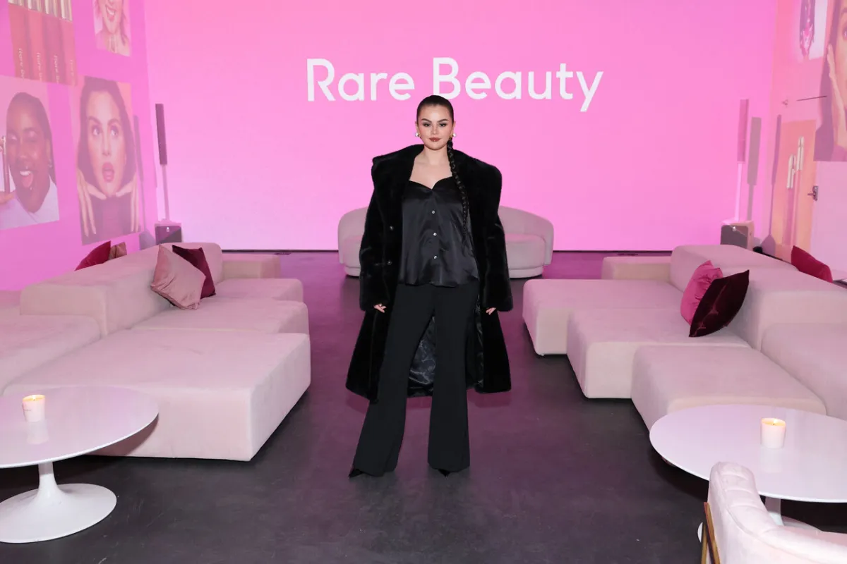 Selena Gomez celebrates the launch of Rare Beauty's Soft Pinch Tinted Lip Oil Collection on March 29, 2023 in New York City. Cindy Ord/Getty Images/AFP