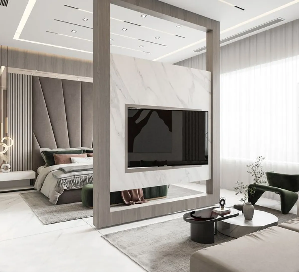 ديكور تلفزيون جداري يتخذ هيئة عازل
