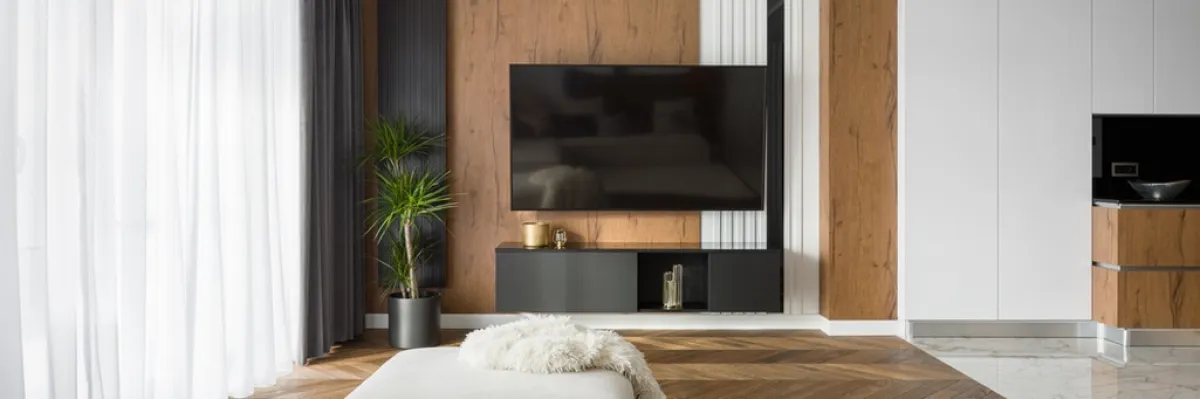 ديكور خشب للتلفزيون