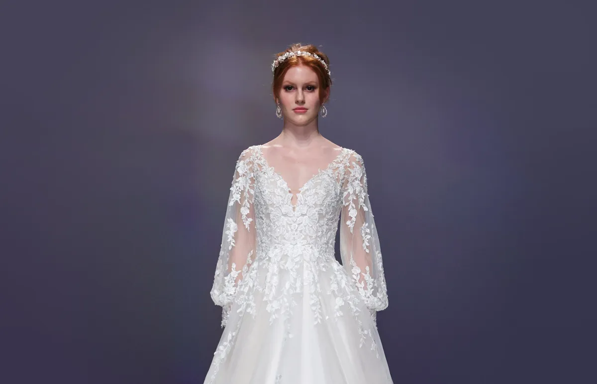 موديلات فساتين زفاف بأكمام شيفون وشفافة ربيع 2023 من ديميتريوس Demetrios