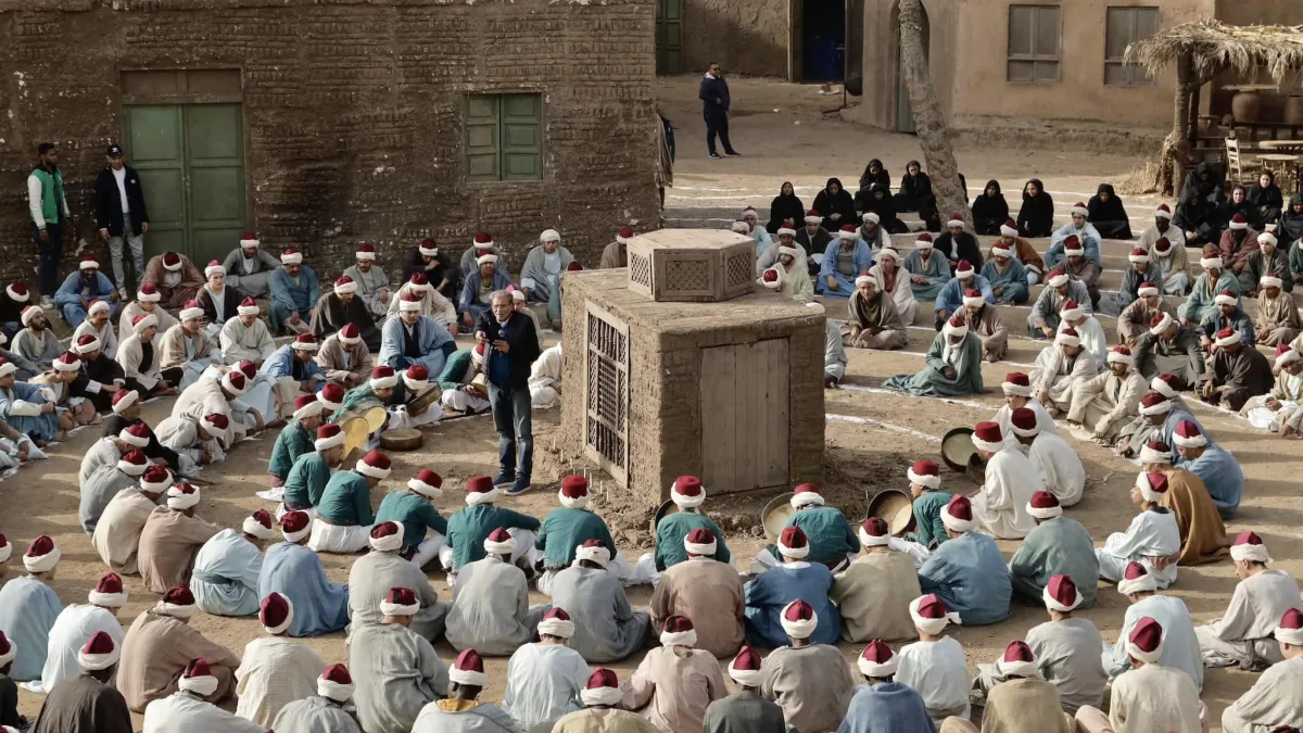 خالد يوسف من كواليس تصوير سره الباتع - الصورة من حسابه على الفيس بوك