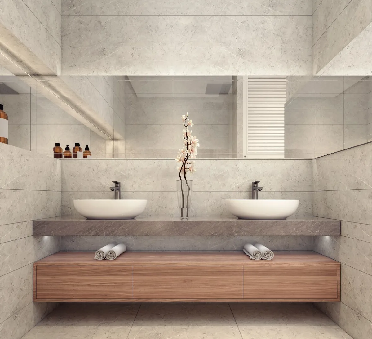 المبالغة في توزيع الاكسسوارات غير محبذة في حمام الضيوف