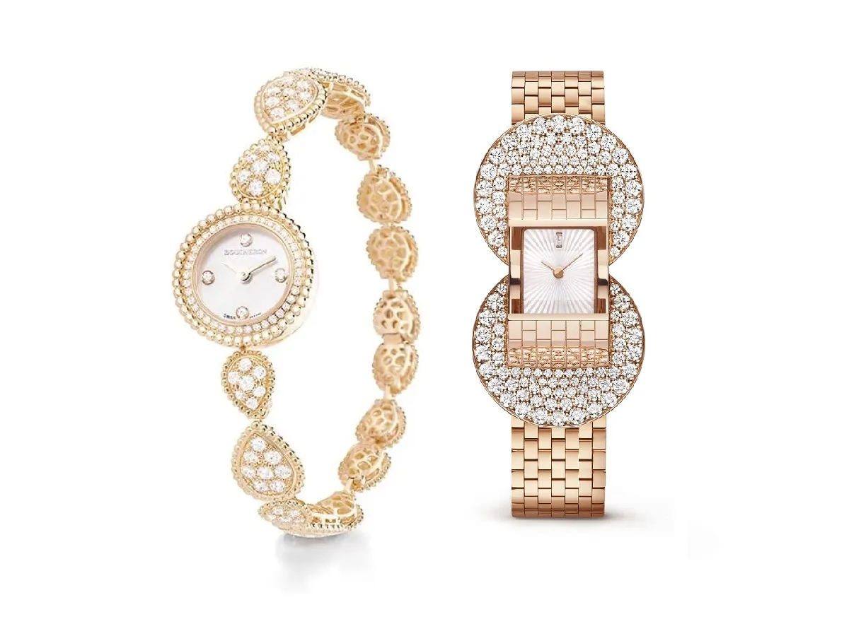 موديلات ساعات ذهبية مرصعة بالالماس لرمضان 2023