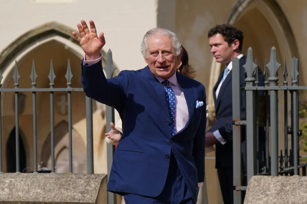 King Charles III at St. George's Chapel, Windsor Castle on April 9, 2023. Yui Mok / POOL / AFP