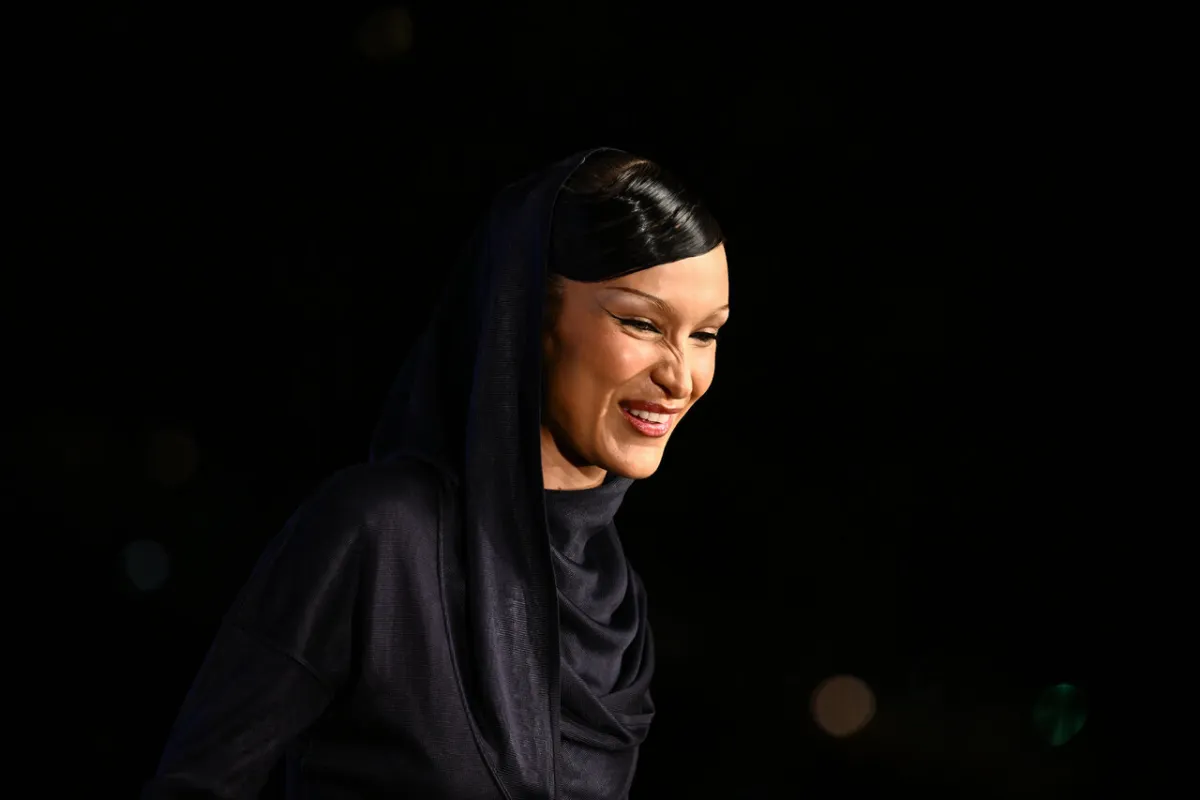 Bella Hadid arrives to attend the Fashion Trust Arabia Awards, at the national museum of Qatar in Doha on October 26, 2022. Jewel SAMAD / AFP
