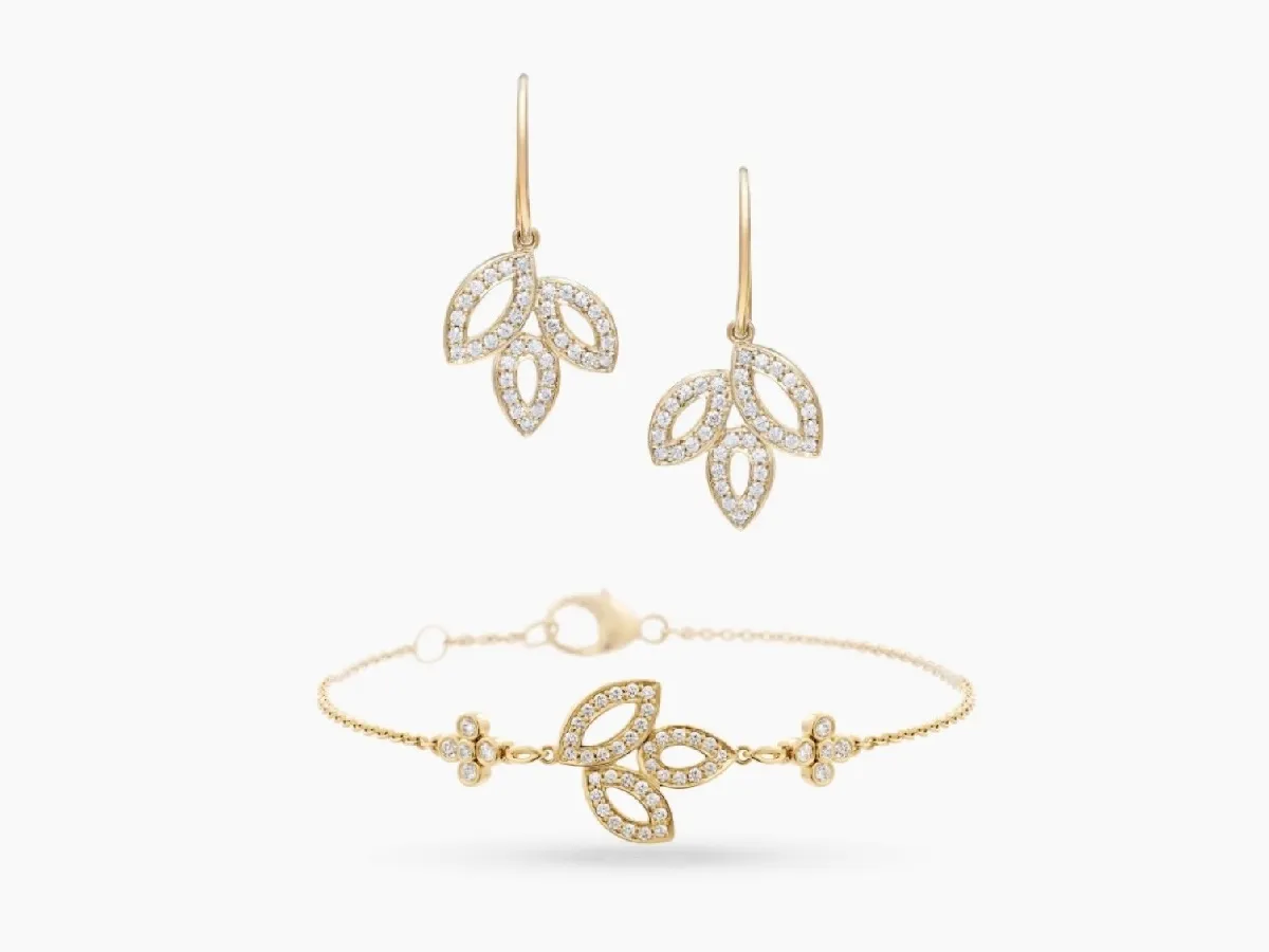 أفخم أطقم الذهب الأصفر المرصعة بالألماس في عيد الفطر 2023