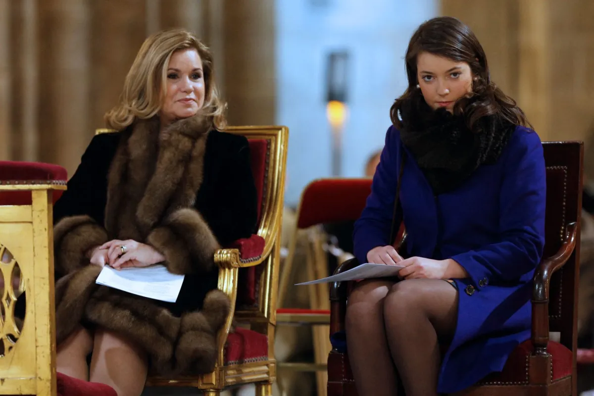 Grand-Duchess Maria Teresa, and Princess Alexandra on February 2, 2013 in Paris. AFP PHOTO / FRANCOIS GUILLOT
