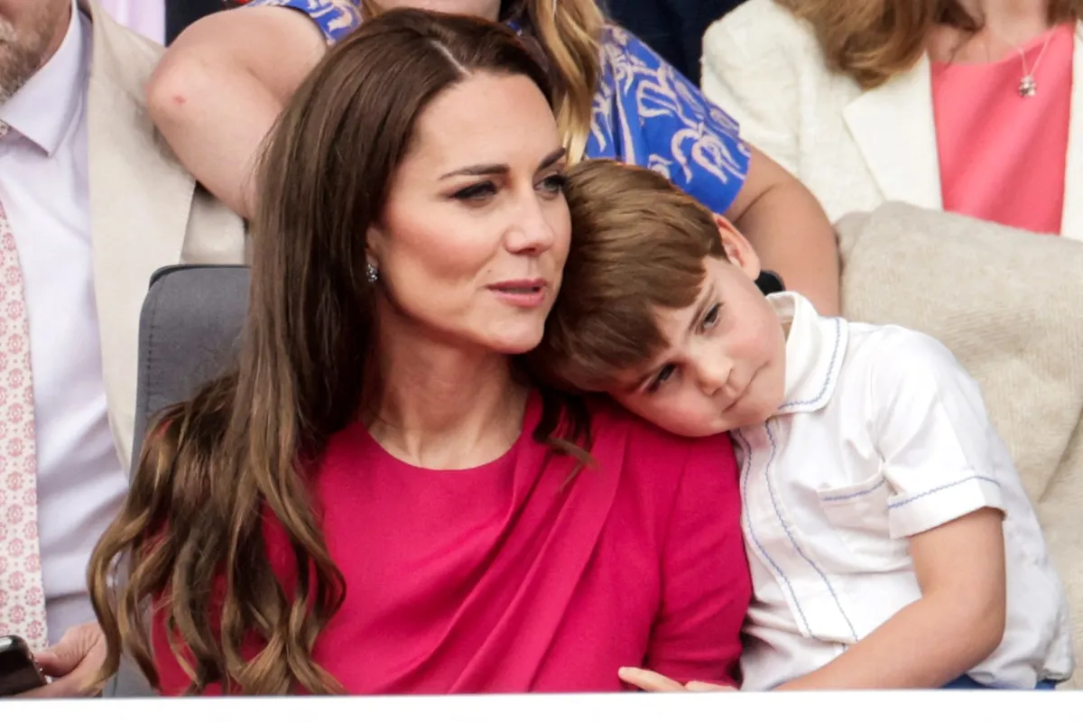 Catherine is huged by her son  Prince Louis in London on June 5, 2022. Chris Jackson