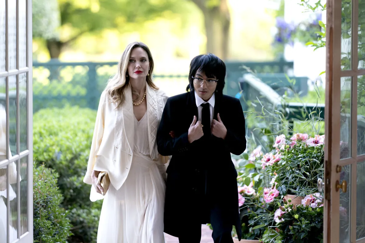 Angelina Jolie (L) and her son Maddox arrive for a State Dinner US President Joe Biden and US First Lady Jill Biden host for South Korean President Yoon Suk Yeol and his wife Kim Keon Hee at the White House in Washington, DC, on April 26, 2023. Stefani Reynolds / AFP