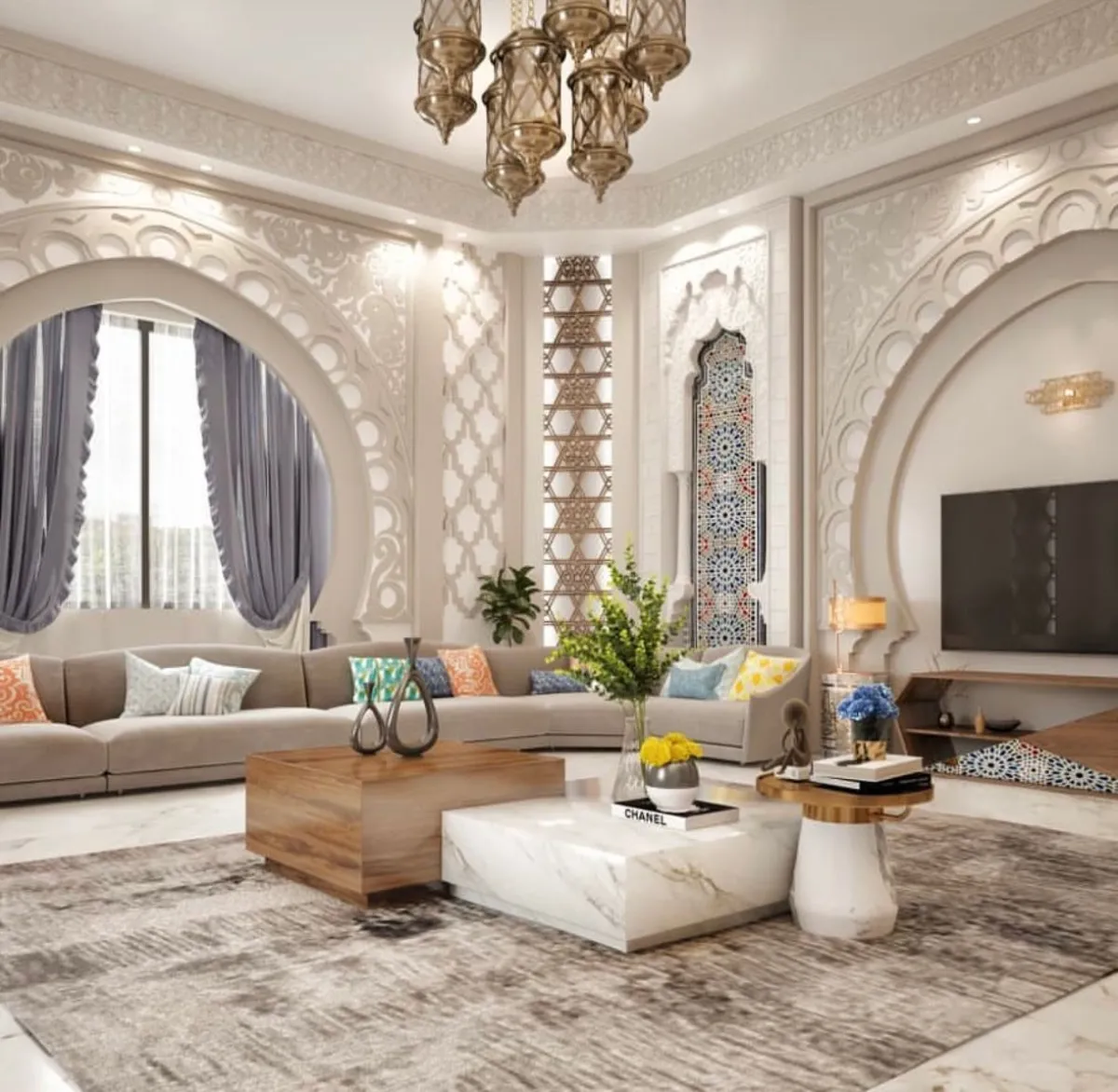 ألوان هادئة تُميز مجلس الرجال