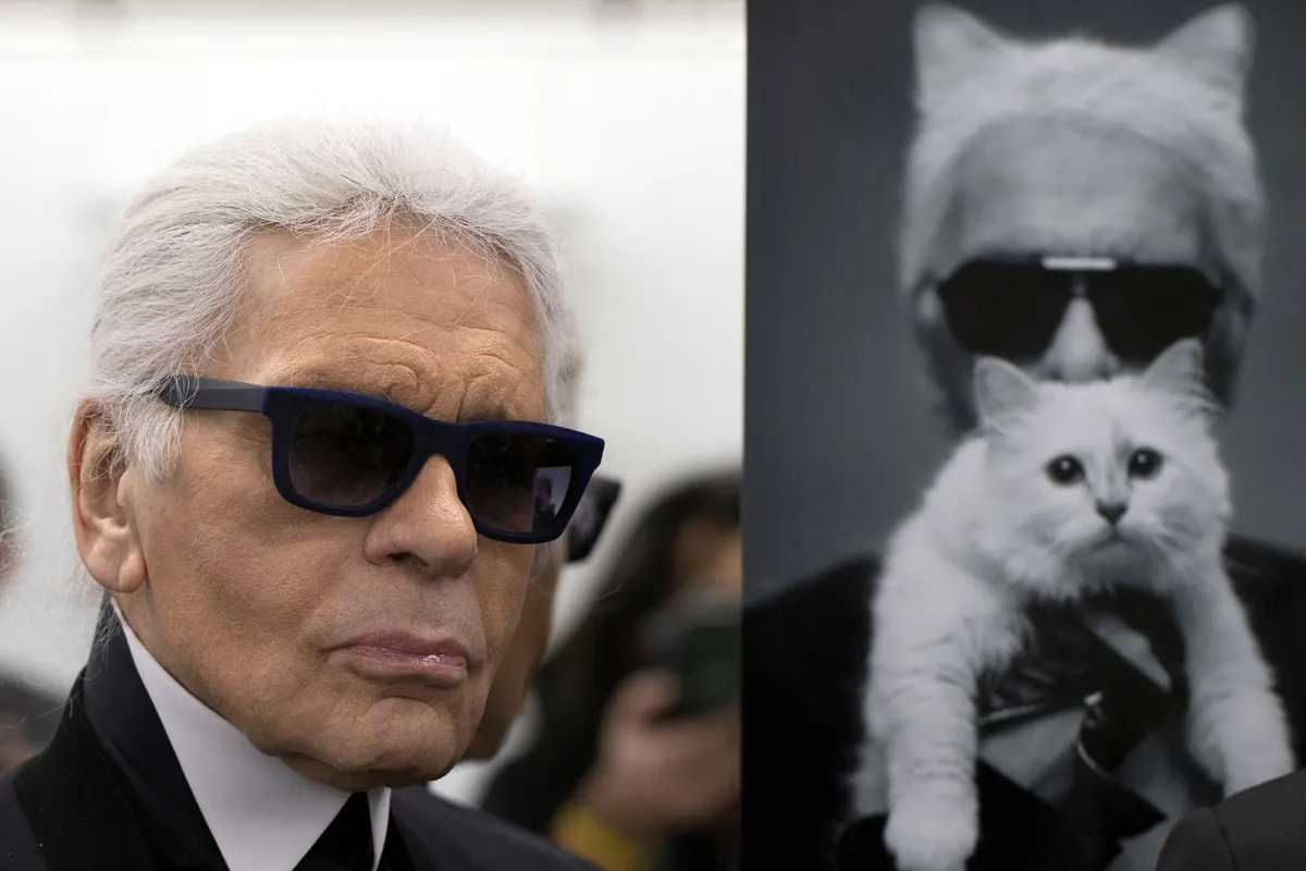 Karl Lagerfeld and his cat Choupette in Pantin, outside of Paris, on February 7, 2014. PHOTO / JOEL SAGET