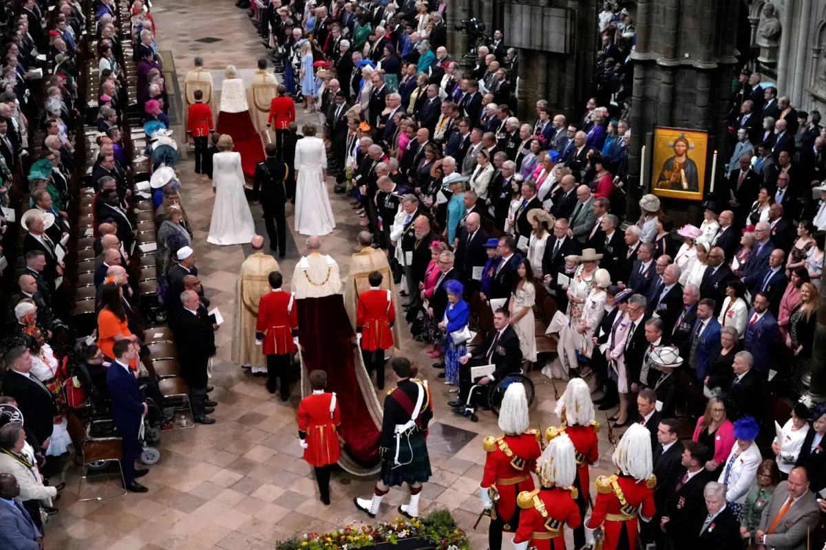 King Charles III and Camilla, Queen Consort arrive at Westminster Abbey, in central London on May 6, 2023. Kirsty Wigglesworth / POOL / AFP