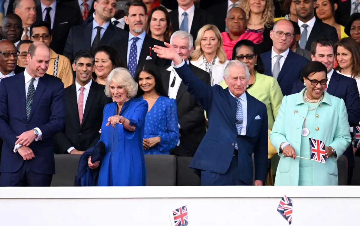 Queen Camilla and King Charles III react as they attend the Coronation Concert at Windsor Castle in Windsor, west of London on May 7, 2023. Leon Neal / POOL / AFP