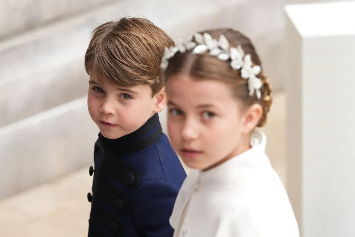 Princess Charlotte and Prince Louis of Wales arrive at Westminster Abbey in central London on May 6, 2023. DAN CHARITY / POOL / AFP