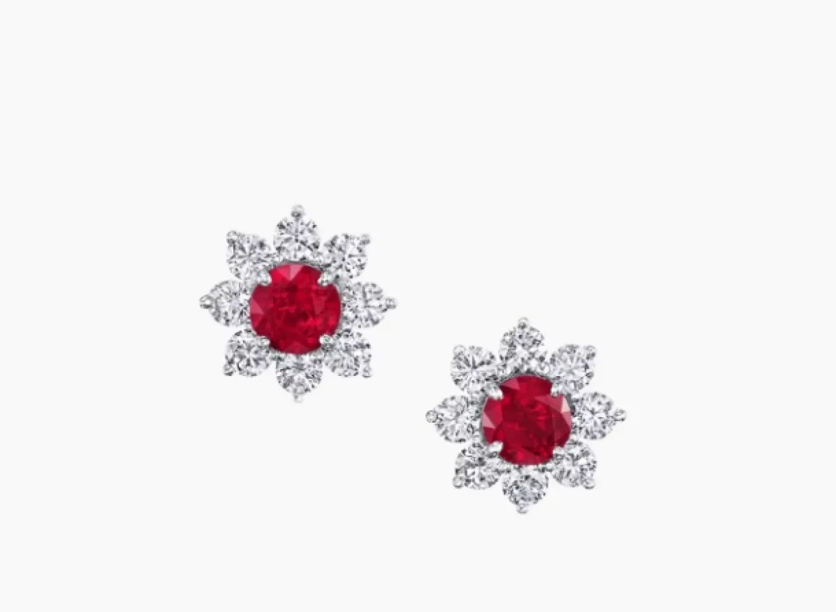 أقراط Sunflower Petite Ruby من هاري وينستون Harry Winston