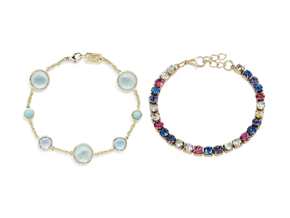 أساور يد مرصعة بالكريستال الملون