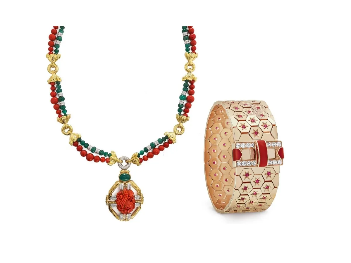 موديلات مجوهرات مرصعة بحجر المرجان 2023