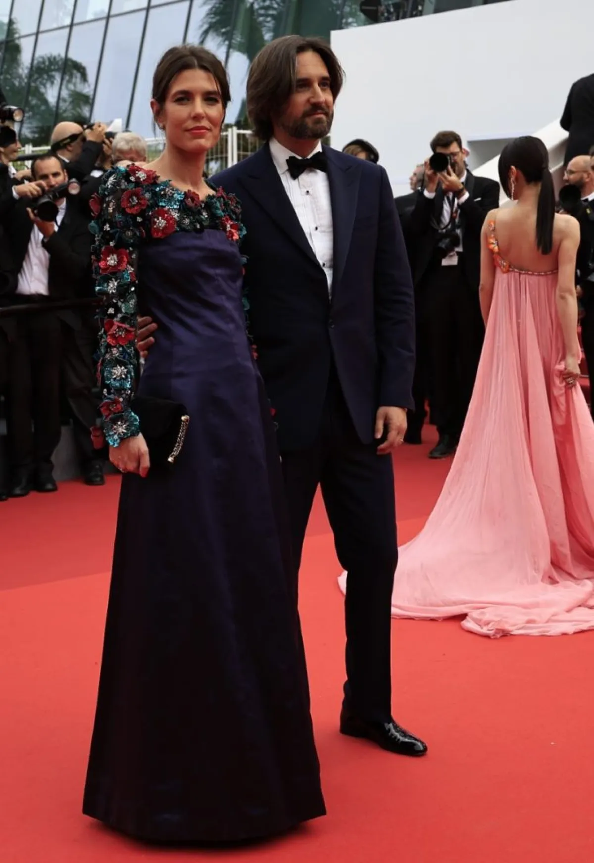 Charlotte Casiraghi and French producer Dimitri Rassam in Cannes, southern France, on May 16, 2023. (Photo by Valery HACHE / AFP)
