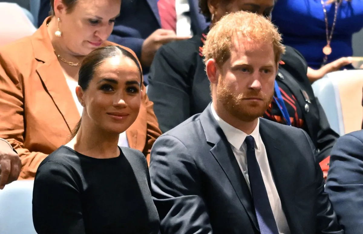 Prince Harry «الأمير هاري» and Meghan Markle «ميغان ماركل» at the United Nations in New York on July 18, 2022. T. (Photo by TIMOTHY A. CLARY / AFP)