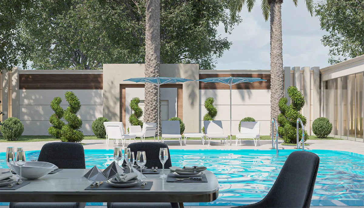 حوض السباحة (الصورة من مؤسسة نخبة فيو للديكور)