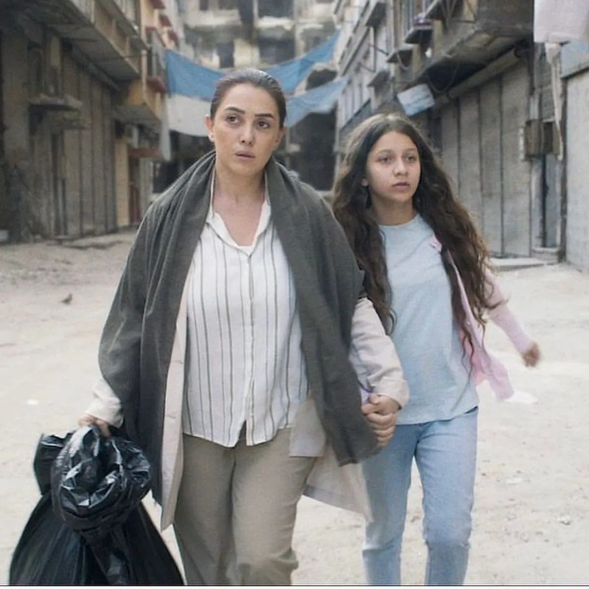 مشهد من فيلم "نزوح" - الصورة من الصفحة الرسمية للفنانة كندة علوش على انستغرام