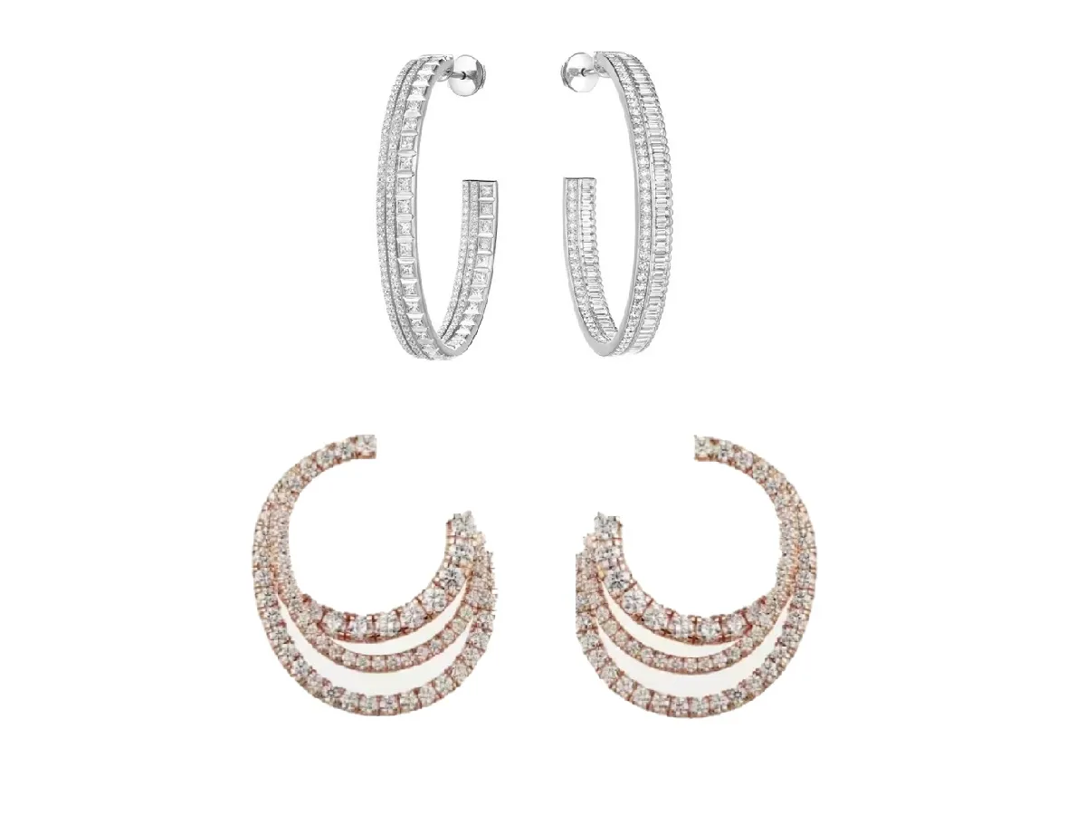 أقراط Hoop مرصعة بالألماس بتصاميم فاخرة للعروس