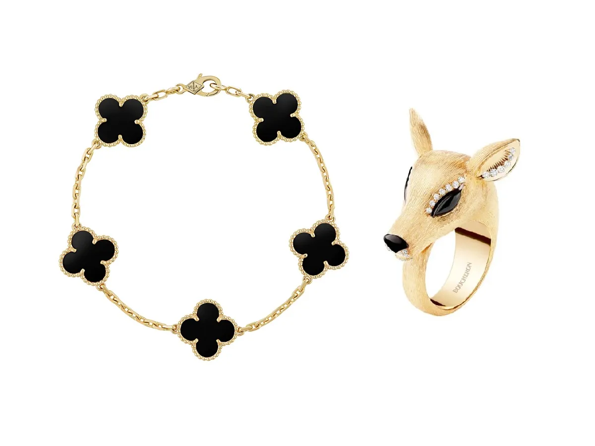 مجوهرات ذهب أسود وأصفر لصيف 2023