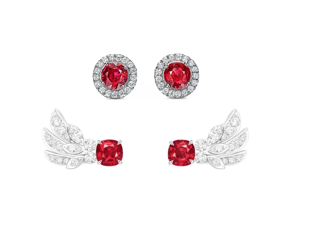 أقراط مرصعة بحجر الروبي.. لمسة أنثوية في يوم زفافك