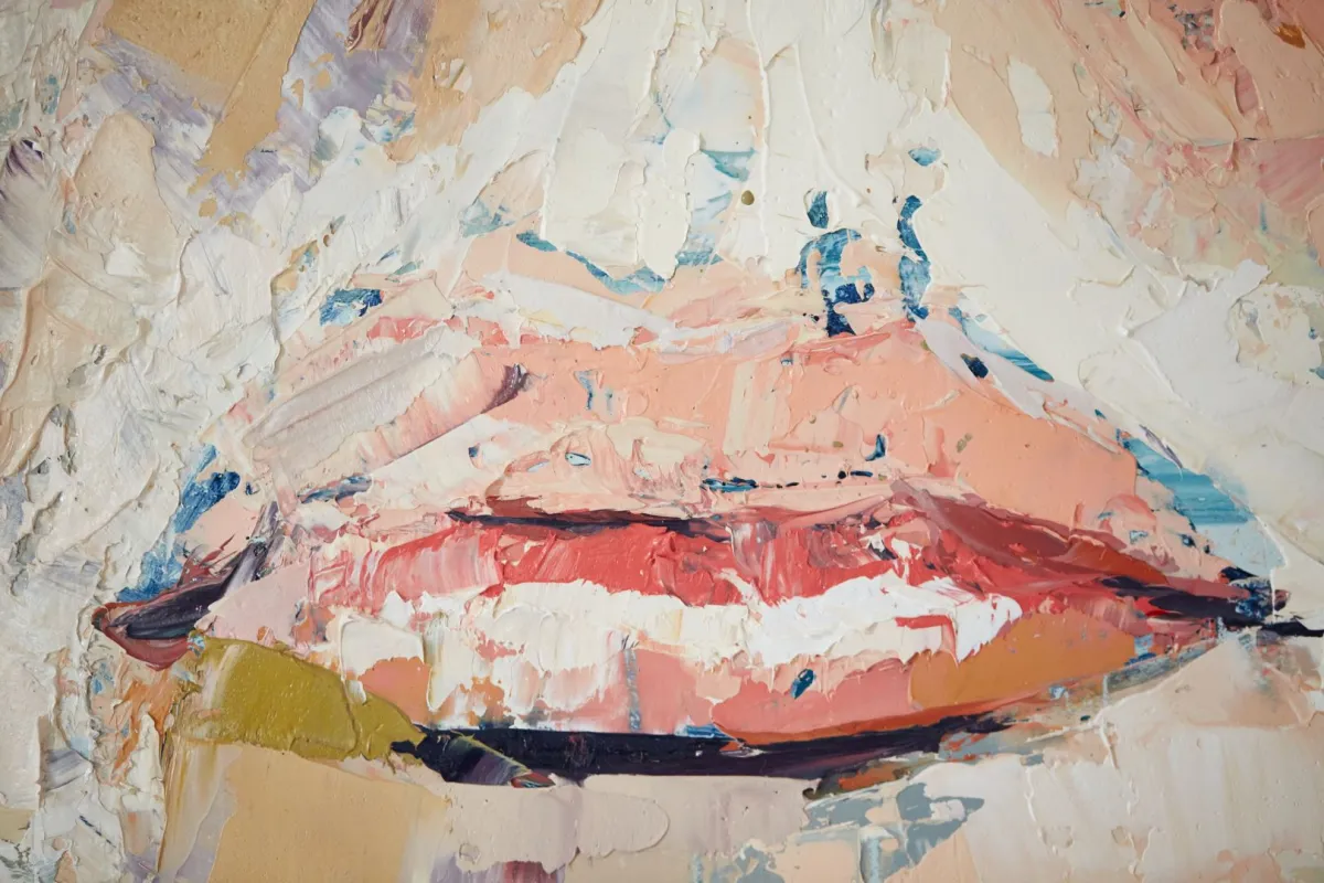 شفاه مرسومة كلوحة