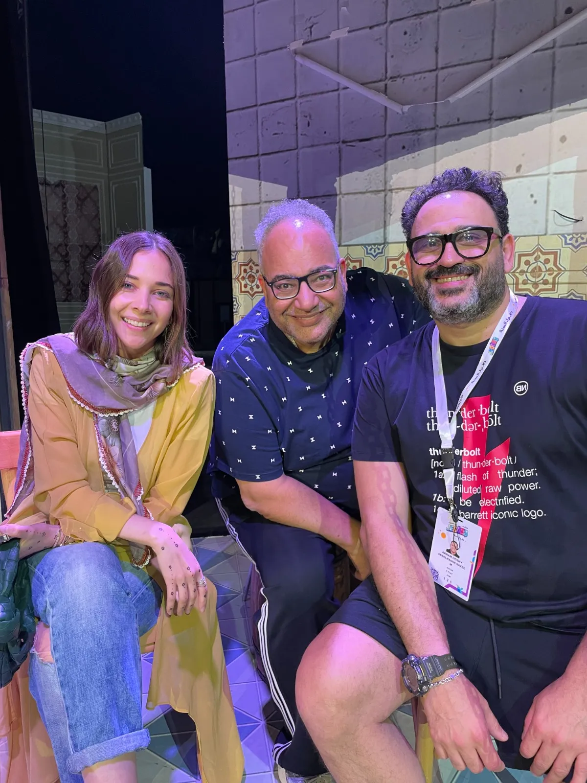 فاطمة البنوي وأكرم حسني وبيومي فؤاد - الصورة من المركز الإعلامي للفيلم 