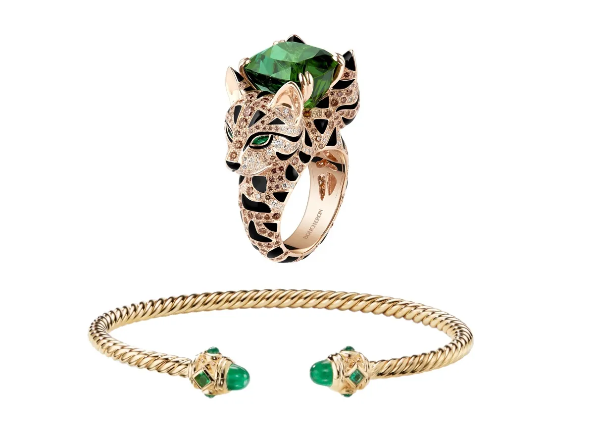 مجوهرات مرصعة بالحجر الأخضر مناسبة لعبايات عيد الأضحى