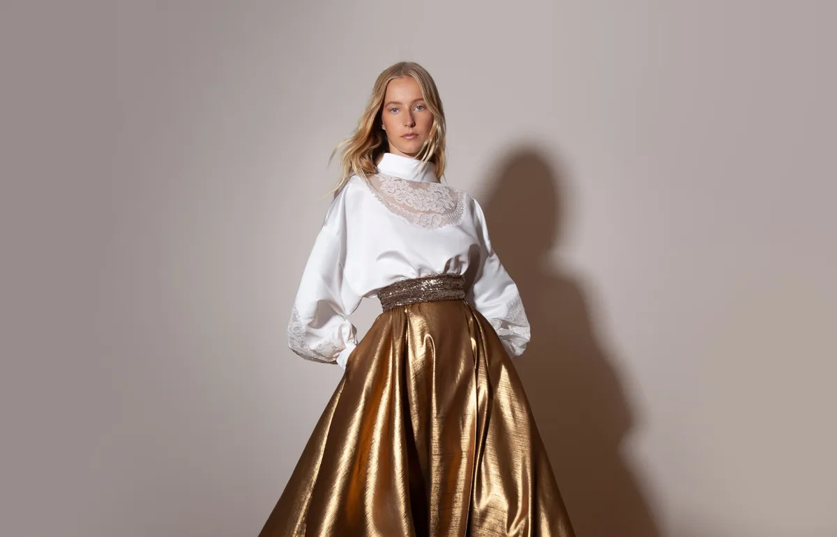 تنسيق التنورة الذهبية من ألكسيس مابيل Alexis Mabille