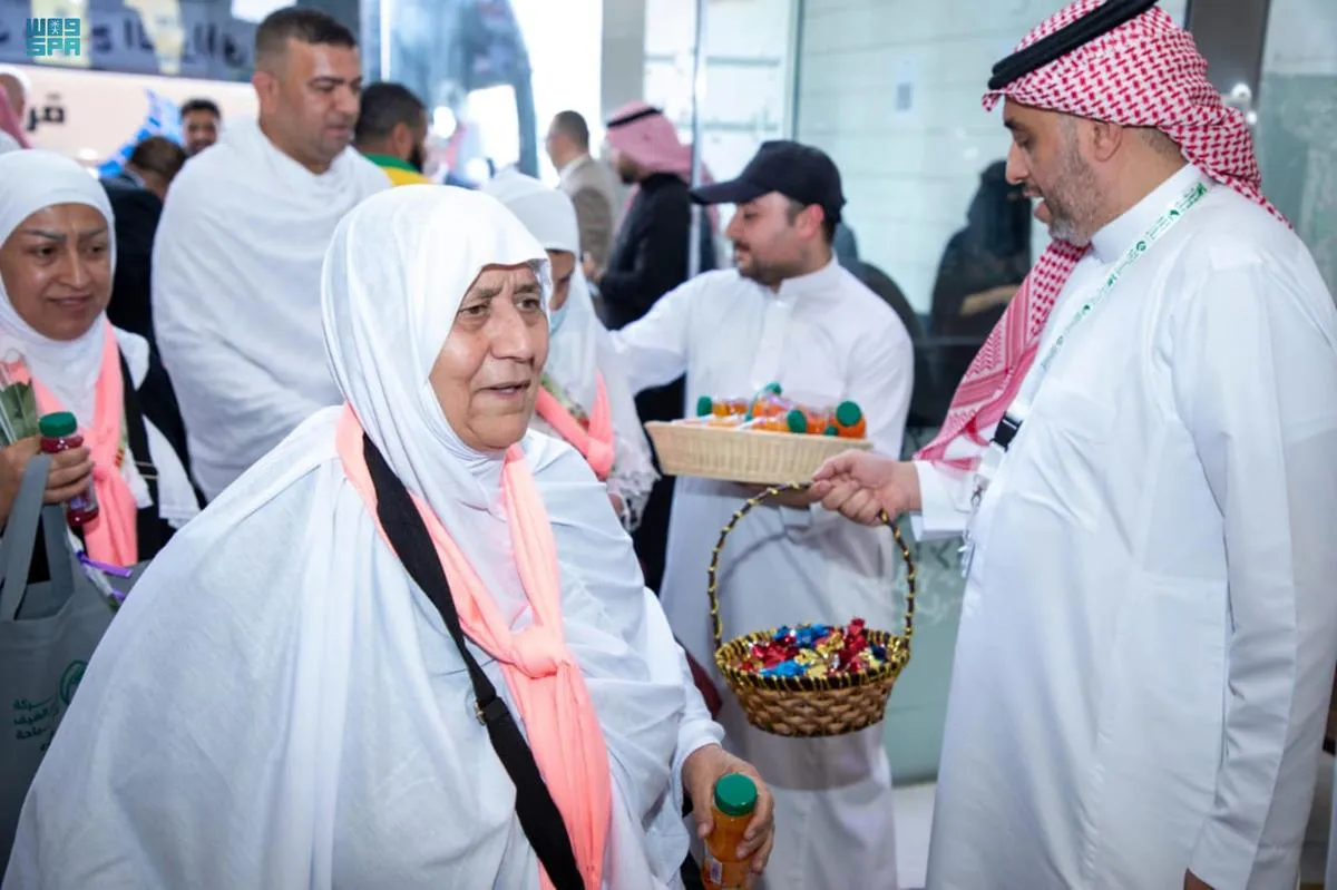 شركة مطوفي حجاج الدول العربية تستقبل الحجاج. الصورة من واس