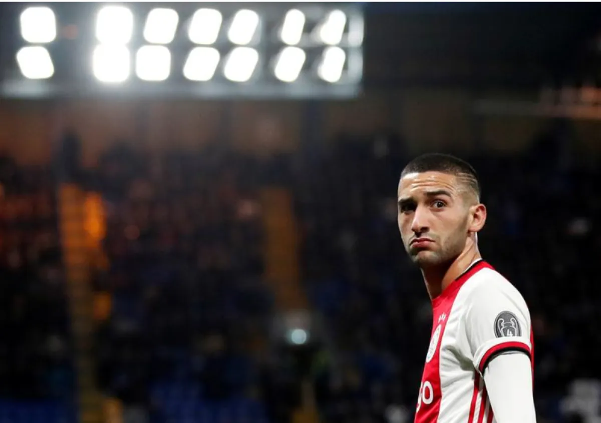 FILE PHOTO: Soccer Football - Champions League - Group H - Chelsea v Ajax Amsterdam - Stamford Bridge, London, Britain - November 5, 2019 Ajax's Hakim Ziyech celebrates their third goal REUTERS/David Klein/File Photo