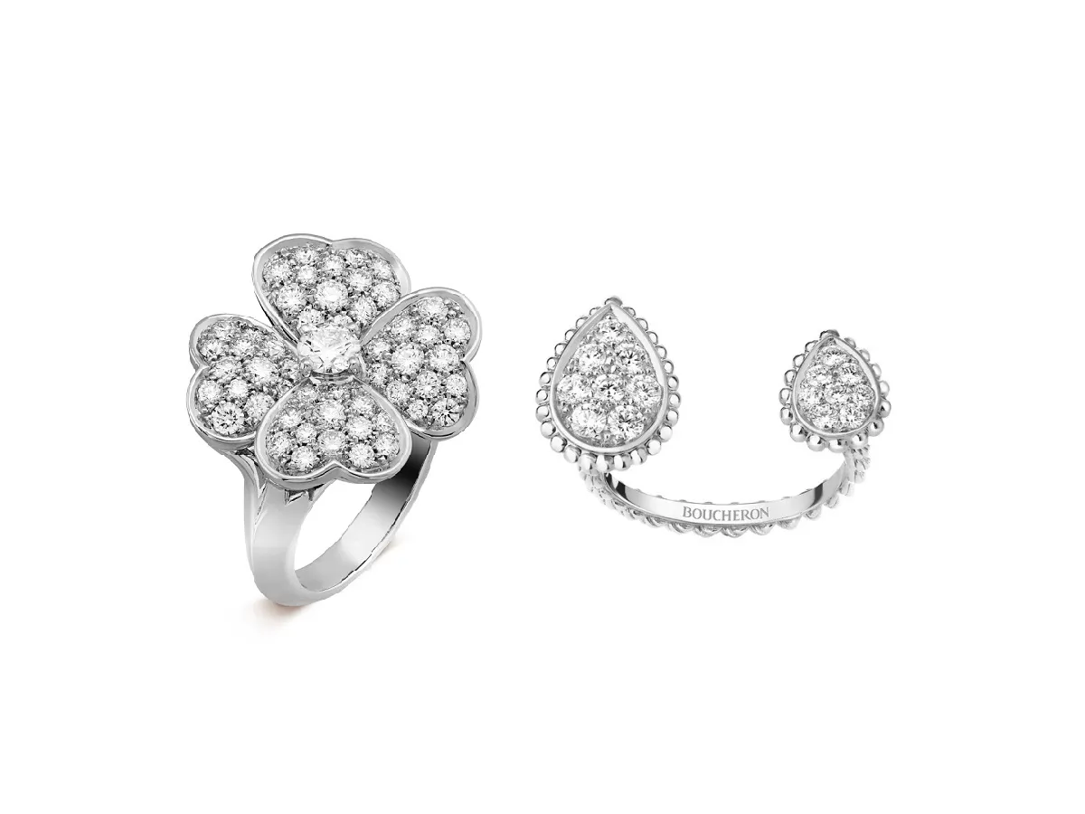 أسرار تنسيق خواتم ذهب أبيض مرصعة بالماس لمختلف المناسبات