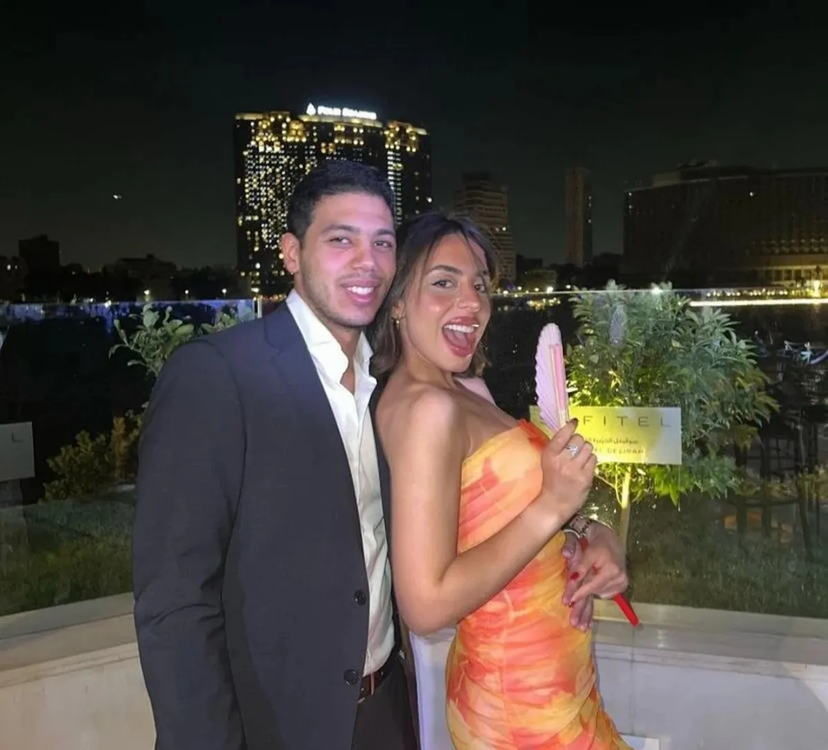 عادل رامي إمام وخطيبته فريدة - الصورة من حسابها على انستغرام