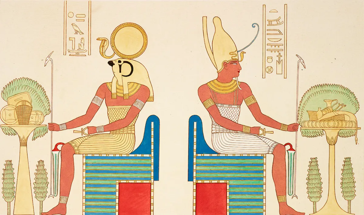 جدارية فرعونية من مقبرة رقم KV9، المتواجدة في وادي الملوك. ويبدو في الرسم اعتماد المصريين القدامى الخلاخل.  مصدر الصورة DEA / ICAS94/Getty Images