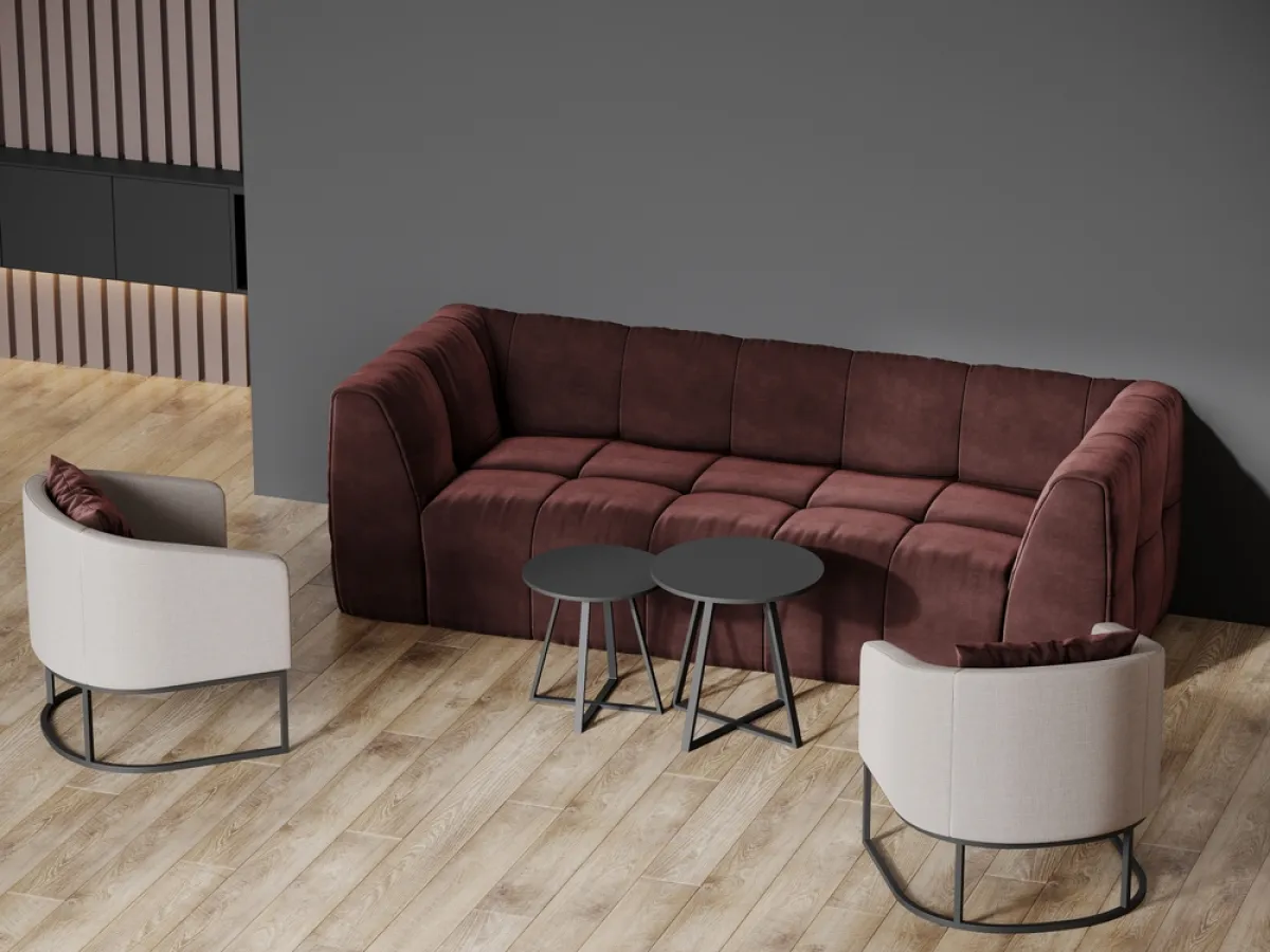 أريكة مخملية بلون الشوكولاتة 