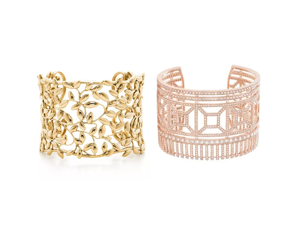 موديلات أساور ذهبية عريضة منقوشة 2023