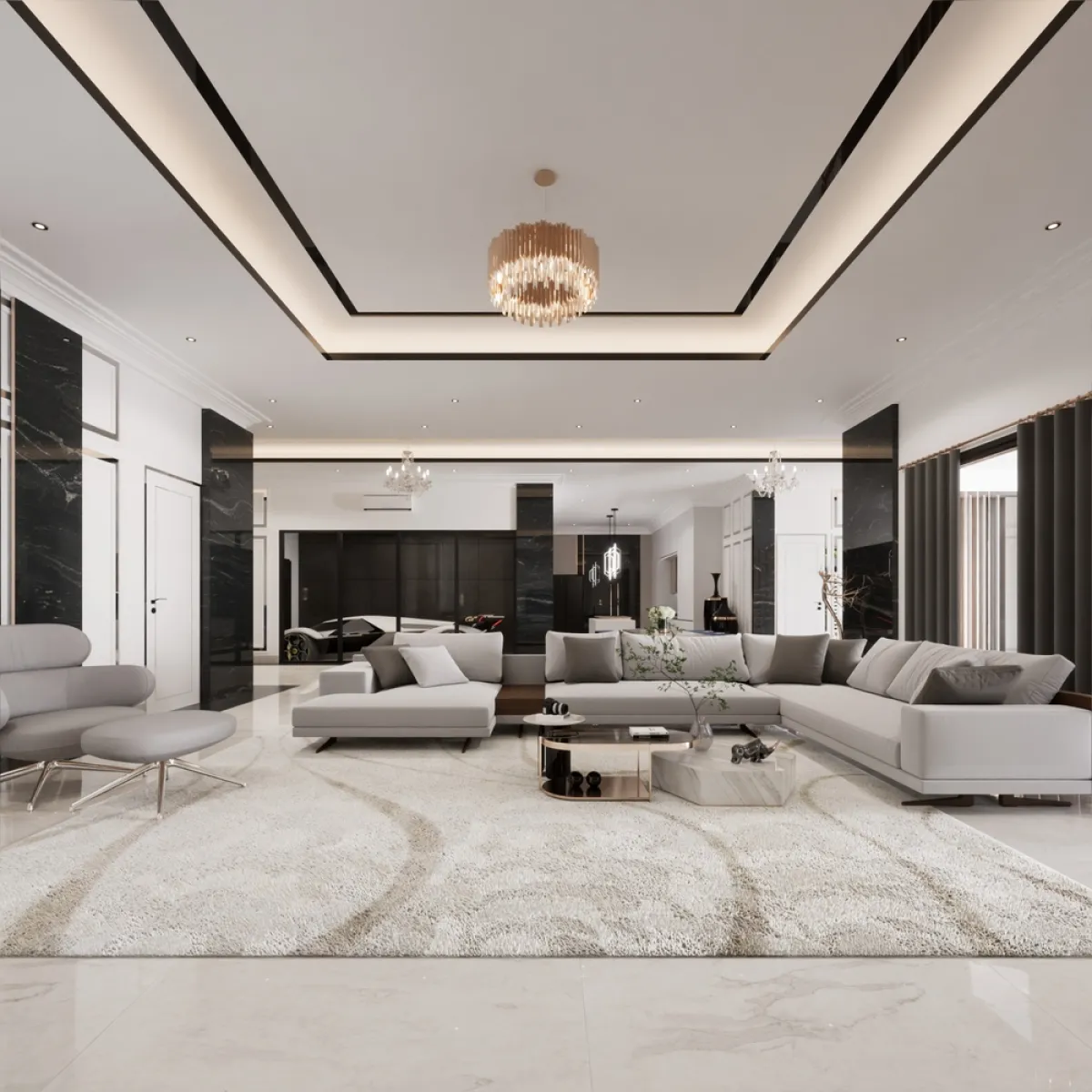 للإضاءة دور هام في إشاعة الفخامة في صالات الاستقبال 