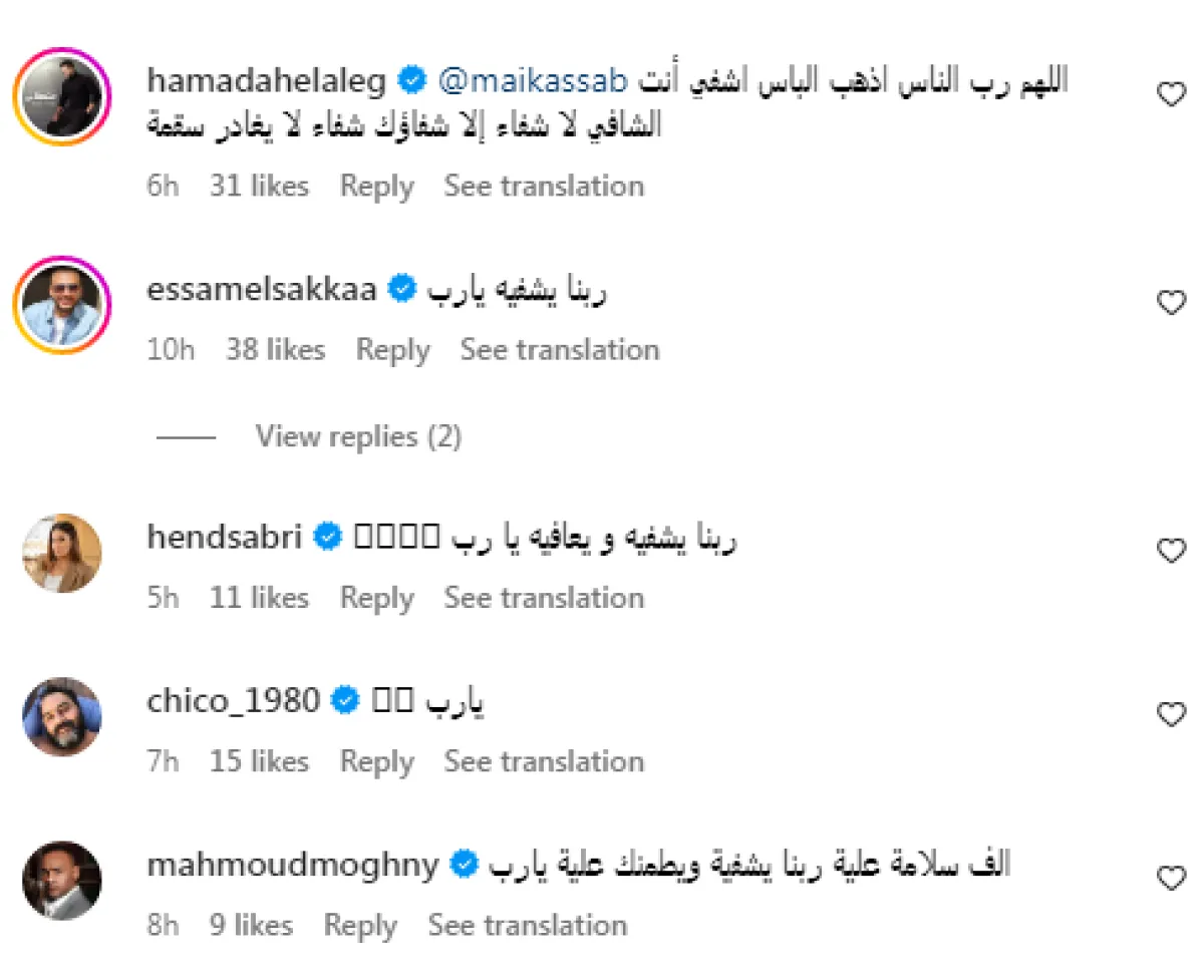 تفاعل الفنانين على منشور مي كساب- الصورة من الحساب الرسمي للفنانة مي كساب على إنستغرام