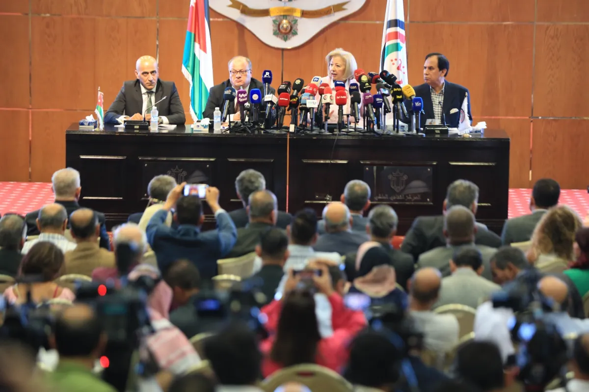 من المؤتمر الصحفي لإطلاق فعاليات مهرجان جرش- الصورة من المكتب الإعلامي للمهرجان