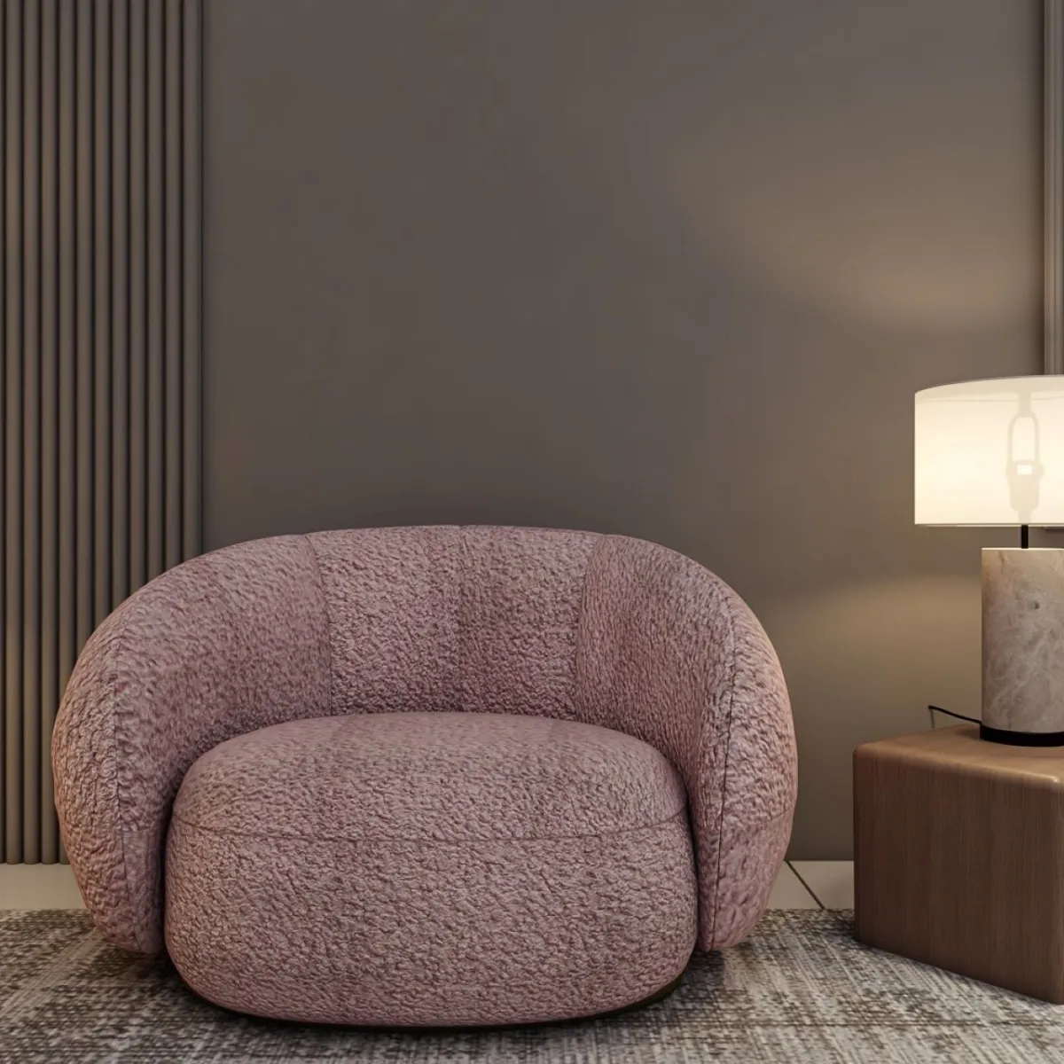 أريكة جانبية منجدة بنسيج البوكليه