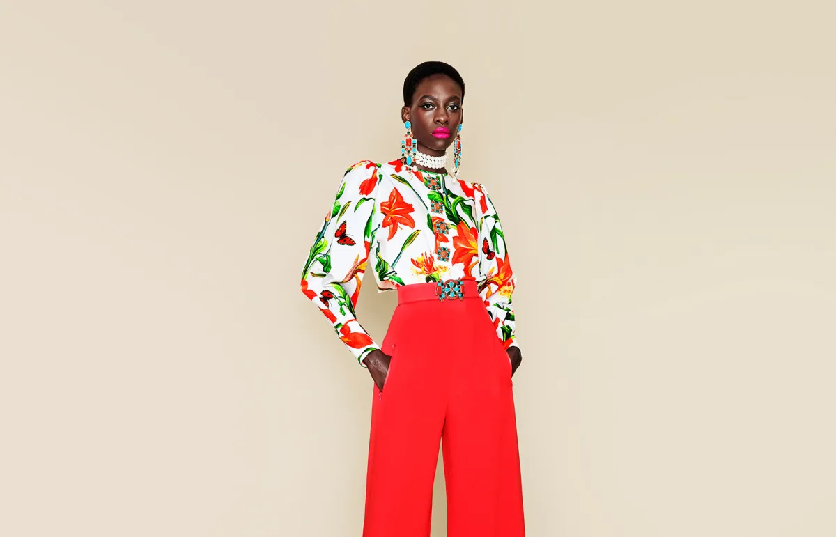 بنطلون واسع باللون الأحمر من  أندروا جي إن Andrew GN