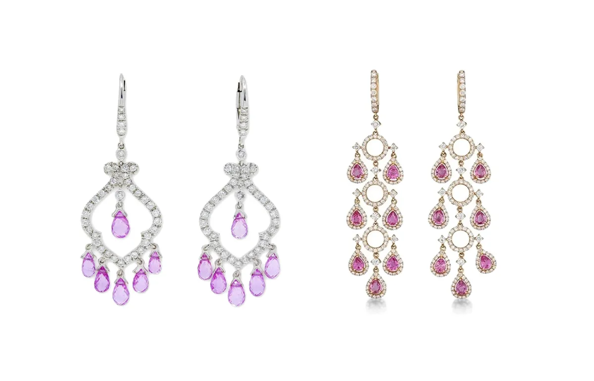 لمحبات الحجر الأكثر رومانسية.. تألقي بأقراط شاندلير بأحجار الياقوت الوردي