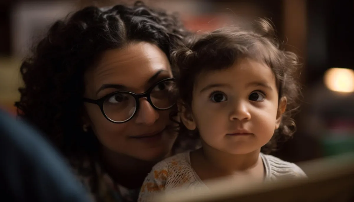 صورة أم تقرأ لطفلتها