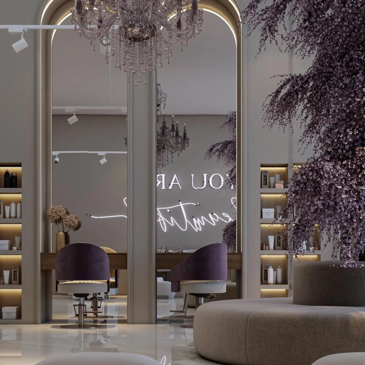 نموذج من أرضيات السيراميك في مشروع تصميمي تجاري